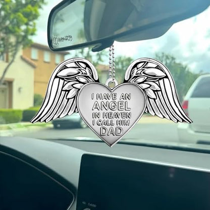 Memorial Angel Wings Christmas Ornament – Aluminum I Have an Angel in Heaven I Call Her Dad, Loss of Father, Loss of Papa Remembrance, Sympathy Gift Keepsake