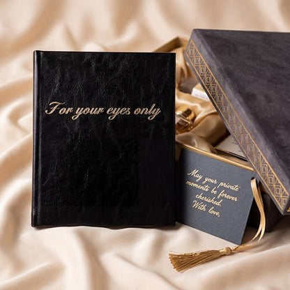 AmazingSpark Boudoir Photo Album for Your Eyes Only Black Leather Self Adhesive with 4x6 Inch, 5x7 Inch Photo Book Gift for Him Husband Boyfriend Groom Wedding Bridal Shower Wedding Anniversary(7x6") - size: 7x6"