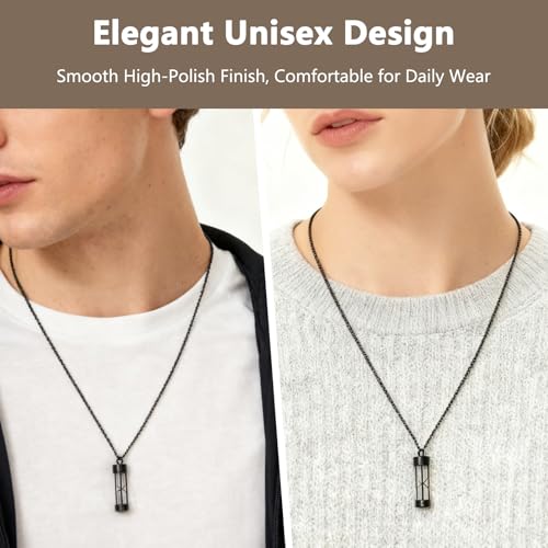 Hourglass Necklace and Urn Pendant Jewelry for Ashes Cremation Necklace for Men and Women Cat or Human Urns Vial Kit Black Memorial Necklaces for Ashes