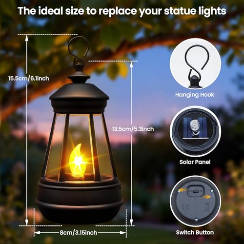 2 Pack Small Solar Lanterns Outdoor Waterproof