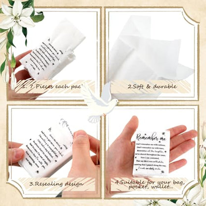 Sinmoe 30 Pack Funeral Tissues Packs for Guests Memorial Keepsakes Facial Pocket Tissues Bulk Favors Inspirational Poem 3 Ply Mini Travel Size Tissue Packs for Guests Relatives Family (Memorial) - style: Memorial