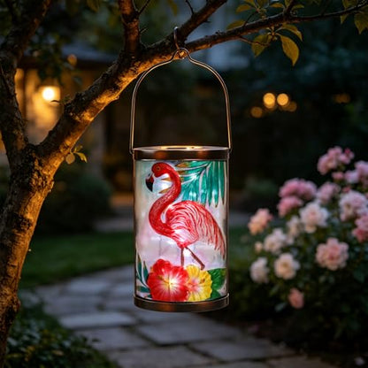 MUMTOP Flamingo Solar Lantern Outdoor Waterproof Hanging Garden Light - color: Pink