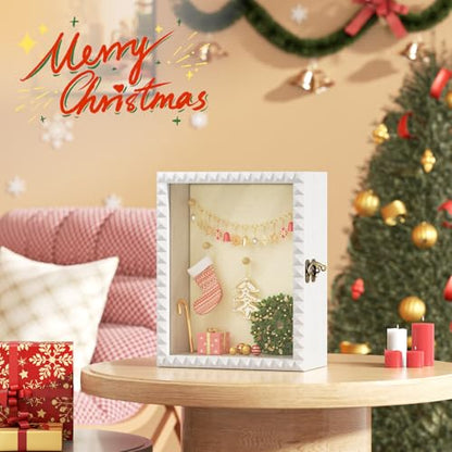 SZQINJI Shadow Box Frame 8x10 Deep Diamond Shape Door Display Cases, White - color: White, size: 8x10