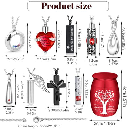 Small Urns for Human Ashes Cremation Urns Keepsake Set of 18 Cremation Jewelry Necklaces for Ashes Stainless Steel Keepsake Cremation Ash Holders Locket for Women Men (18Pcs-Purple) - color: 18pcs-purple