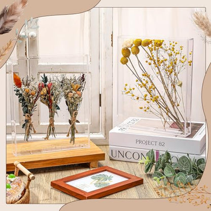 Barydat 2 Pcs 8'' x 10'' Acrylic Shadow Boxes Display Cases, Shadow Box DIY Frame Clear Acrylic Display Cases Wedding Memory Dried Flower Container Picture Photo Frame for Valentine Day Wedding - size: 8 x 10''