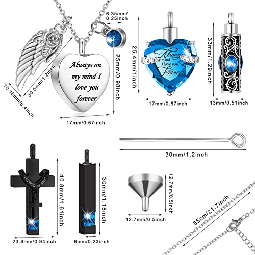 Fumete 5 Pcs Urn Necklaces for Ashes Cremation Jewelry - color: Lake Blue