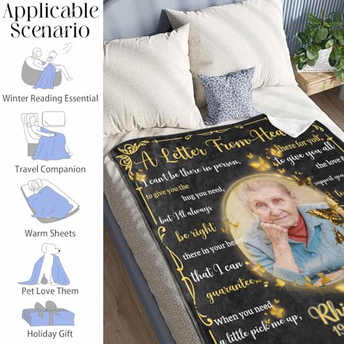 Custom Memorial Blanket with Photo - Sympathy Gift for Loss of Loved One - color: Style 23