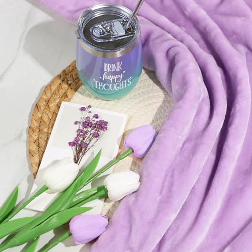 Gifts for Women, Unique Birthday Gifts for Women, Lavender Relaxing Spa Gifts Basket Get Well Soon Care Package with Luxury Flannel Blanket for Mom Her Best Friends Sister - color: Purple (Lavender Shade)