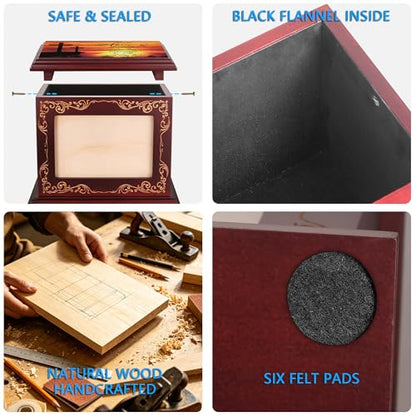 ADMLC Cremation Urns for Human Ashes Adult Up to 200 IBS with Photo Frame | 100% Wooden Handcrafted Memorial Keepsake Urn for Ashes,Funeral Burial Caskets Urn Suitable for Male Female Men Women Dad Mom