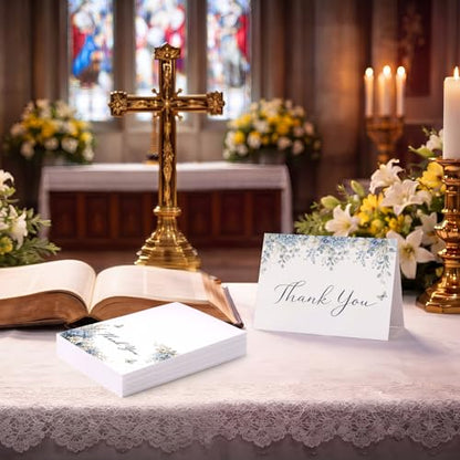 Fumete 50 Set Funeral Thank You Cards, Blue Butterfly - style: Blue Butterfly