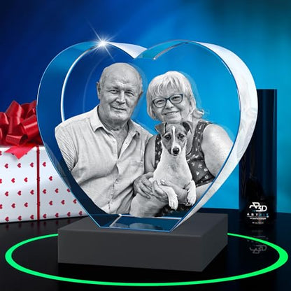 ArtPix 3D Crystal Photo, Personalized Gifts for Women, Wife, Her, Him, Men, Mom, Great Customized Gift With Your Own Photo - Anniversary, Wedding, Birthday - Custom Glass 3D Laser Etched Picture Frame - size: Medium Premium