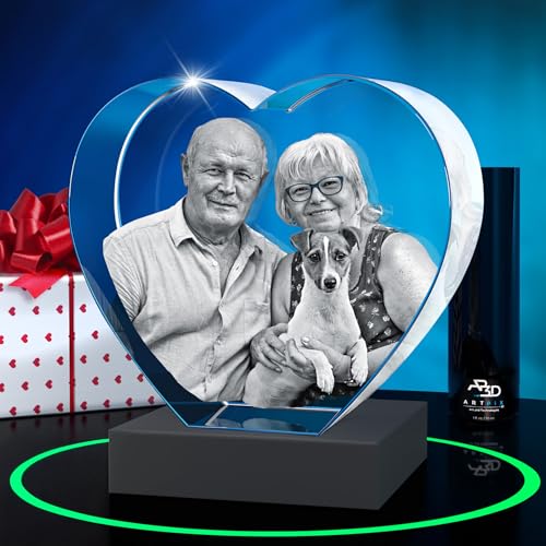 ArtPix 3D Crystal Photo, Personalized Gifts for Women, Wife, Her, Him, Men, Mom, Great Customized Gift With Your Own Photo - Anniversary, Wedding, Birthday - Custom Glass 3D Laser Etched Picture Frame - size: Medium Premium