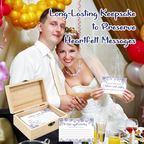 Advice And Wishes For The Mr And Mrs, 50 Pcs Wedding Advice Cards - color: Blue Flower