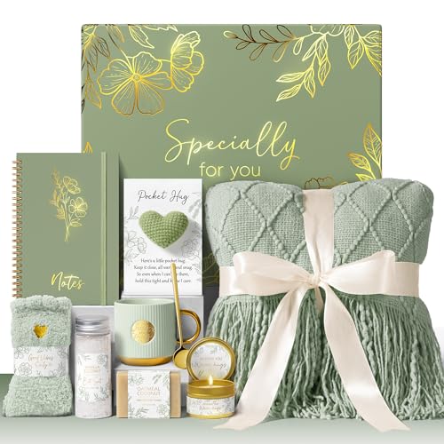 Birthday Self Care Gifts for Women Get Well Soon Gift Baskets Care Package - color: Sage Green