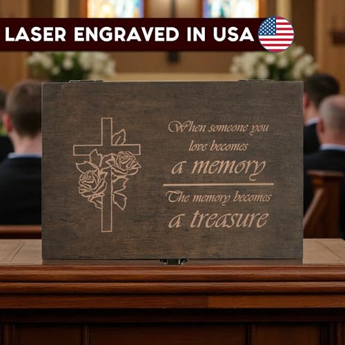 Sympathy Gift for Loss of Loved One, Engraved Memorial Memory Box - size: Medium, style: Memorial