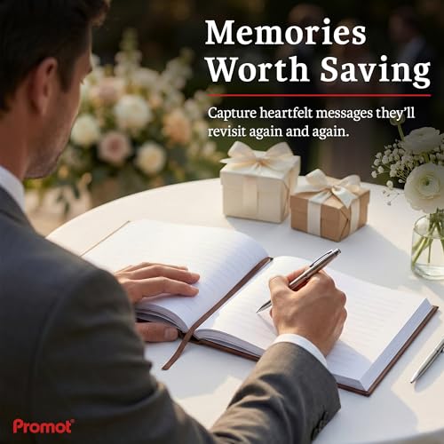 Personalized Hardcover Wedding Guestbook (Brown) | Elegant Wedding Keepsake Design, Premium Hardcover Construction, Smooth Lined Writing Pages, Perfect for Cherished Messages - color: Brown