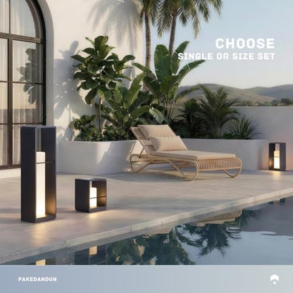 Solar Outdoor Table Lamp LED, IP65 Waterproof Tabletop Lamps | Dimmable Outdoor Solar Lanterns with Remote Brightness & Timer Control, Smart Tabletop Lights Dusk to Dawn for Patio Outside - size: Small-11.02"H