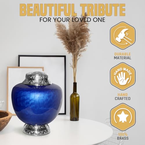 Cremation Urns for Human Ashes Adult for Funeral, Burial, Home, Cremation Urns for Human Ashes (Blue Self)