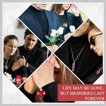 Shimeyao Set of 8 Small Urns for Human Ashes Cremation Urns Keepsake Ash Holders Family Tree Memorial Heart Locket Waterproof for Adults Women Men Loved Ones(Red) - color: Red