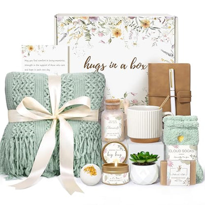 Gifts for Women Get Well Soon Self Care Package Box Sending Hug Baskets | Thinking of You Gift for Women Her New Mom Best Friend Birthday (Sage Green) - color: Light Green