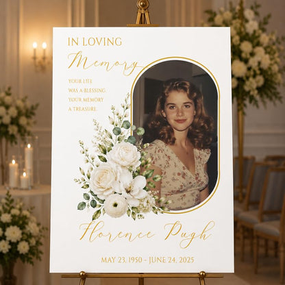 Personalized In Loving Memory Sign with Photo for Funeral Service - color: Design 5
