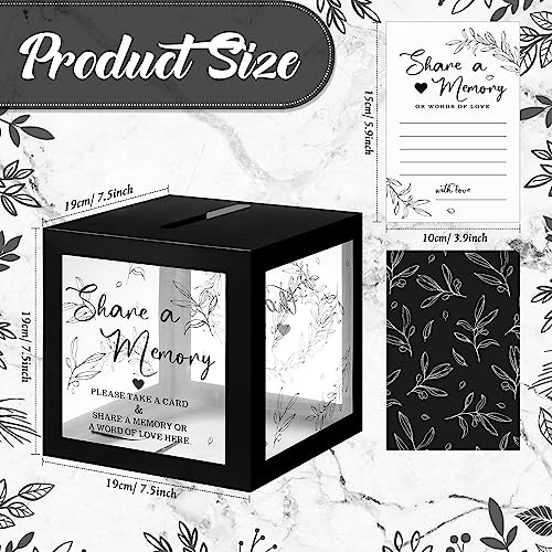 Pajean Funeral Memory Box with 50 Cards Clear Windows,Clear,Black - color: Black