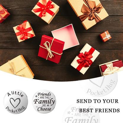 Pocket Hug Token for Women Men Him Birthday Inspirational Gifts for Daughter Friend Long Distance Gifts for Wife Mom - color: Friends Are the Family