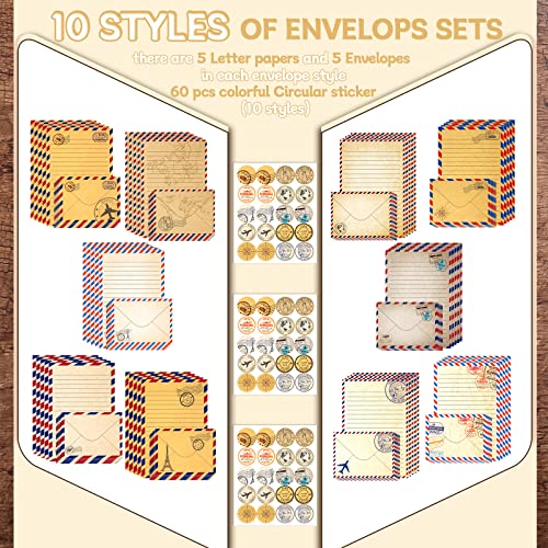 TaoBary 160 Pcs Vintage Airmail Stationery Paper and Envelopes Set - size: 5.5 x 8.25 Inch, style: Vintage Airmail