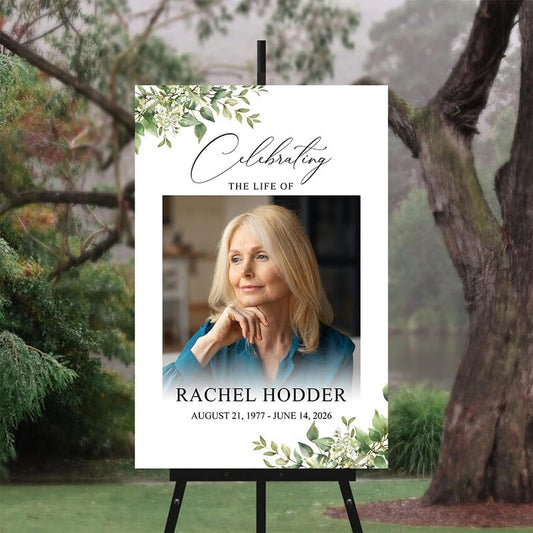 Personalized Funeral Welcome Sign, Custom Memorial Yard Sign, Celebration of Life Decoration, Tribute Poster with Multiple Photos, In Loving Memory Sign for Funeral Service #12 - color: Version #12