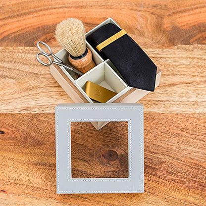WEDDINGSTAR Wood and Faux Leather Keepsake Box With Glass Lid - style: Non-Customizable