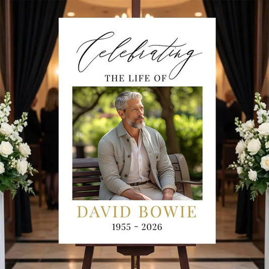 Custom Funeral Welcome Sign with Photo, Celebration of Life Memorial Board, Personalized Outdoor Yard Decoration, Garden Tribute Display, In Loving Memory Keepsake for Family and Loved Ones #14 - color: Version #14