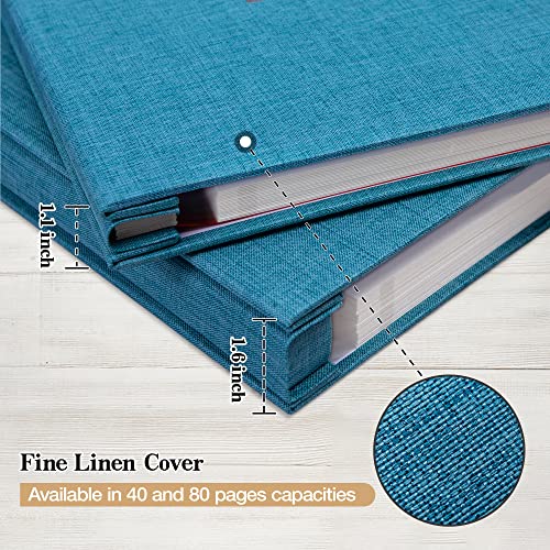 potricher Self Adhesive Photo Album 80 Pages, Linen cover, Blue | Photo Album Self Adhesive 4x6 5x7 8x10 Pictures, Linen Cover DIY Scrapbook Albums for Family, Wedding, Baby, Anniversary - color: Blue, size: 11x10.6 Inches 80 Pages