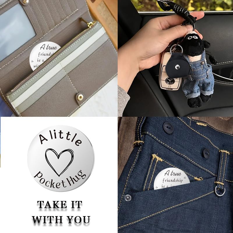 Pocket Hug Token for Women Men Him Birthday Inspirational Gifts for Daughter Friend Long Distance Gifts for Wife Mom - color: A True Friendship