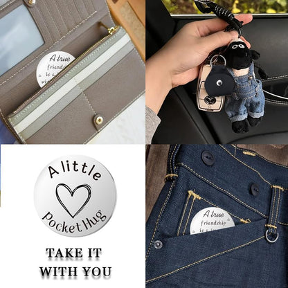 Pocket Hug Token for Women Men Him Birthday Inspirational Gifts for Daughter Friend Long Distance Gifts for Wife Mom - color: A True Friendship