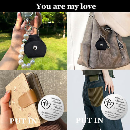 Pocket Hug Token for Women Mom Friend Birthday gifts for Her Him Long Distance Gifts for Men Dad Son Inspirational Keychain - color: Wishing You Strength