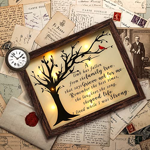Gerrii Sympathy Memorial Gifts Red Cardinal Bereavement LED Memorial Gifts for Loss of Loved One Wooden Shadow Box 10'' x 8'' in Poem and Light for Mom Dad Father Funeral Bereavement(Classic Style) - style: Classic Style