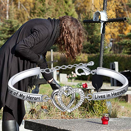 FAADBUK Memorial Jewelry Loss Gift A Piece of My Heart Lives In Heaven Bracelet In Memory of Loved Son Daughter Sympathy Gift - color: A Piece Of C-S