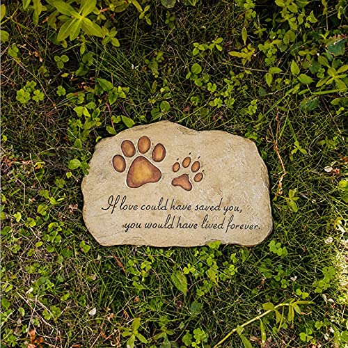 Pet Memorial Stone for Cats Dogs Headstone Pet Tombstone Grave Markers with Paw Print, Sympathy Poem in Lawn, Garden, Backyard, Pet Loss Gifts