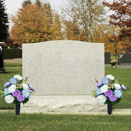 2Pcs Spring Cemetery Flowers for Grave, Artificial Rose, Purple, 17.7in - color: Light Purple White-2pcs