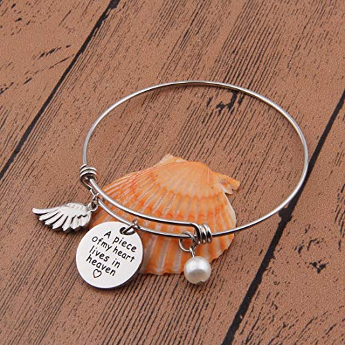 Memorial Jewelry Sympathy Gift A Piece of My Heart Lives In Heaven Lariat Y Necklace Loss Jewelry Gift - color: a piece bracelet