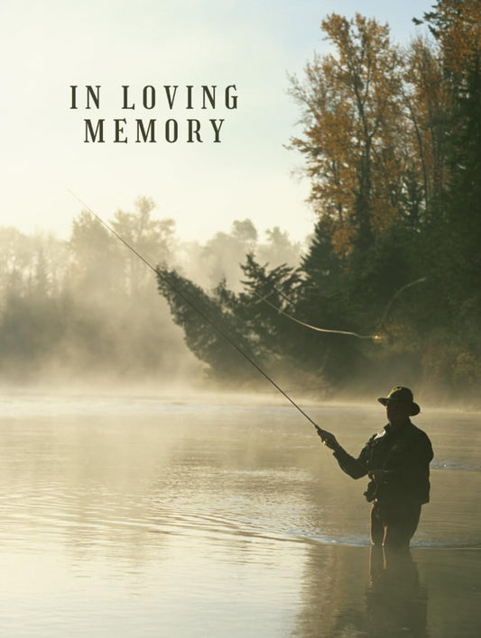 In Loving Memory: Guestbook for Funeral and Memorial Services For Men (300 Guests) Man Fly Fishing in Lake