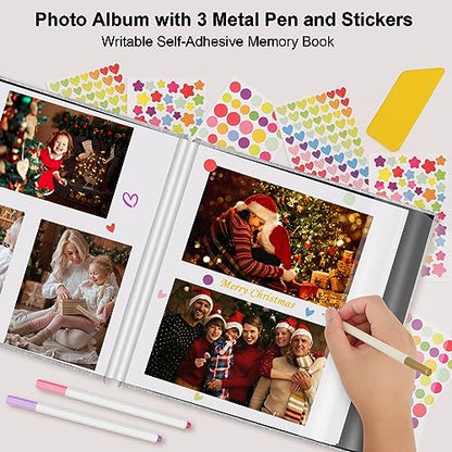 Zesthouse Photo Album Self Adhesive Pages, 60 Pages Magnetic Scrapbook Albums with Sticky Page, Photos Album Holds 8x10 & 5X7 & 4x6 & 6x8 & 3x5, Large Picture Book Ideal Gift for Family Wedding Baby - color: Coffee, size: 11"x10.6"/White 60 Pages