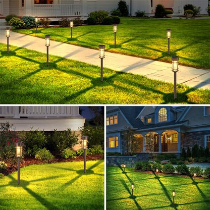 Mancra 8 Pack Solar Outdoor Lights, Bright Up to 12 Hrs Solar Lights for Outside, Waterproof Solar Garden Lights for Patio, Yard and Landscape, Brown - color: Brown