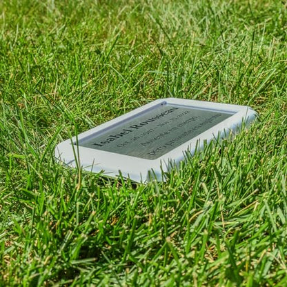 Temporary Grave Marker with Stake and Personalized Nameplate, White - color: White