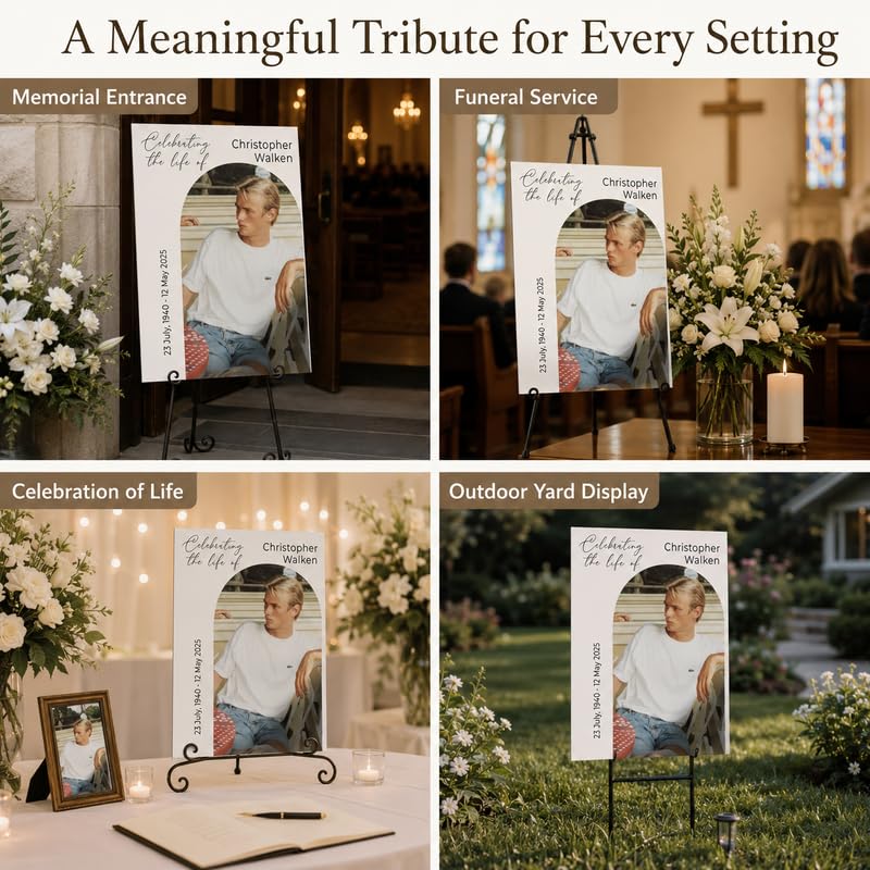 Custom Celebration of Life Sign with Photo, Minimalist Memorial - color: Design 2