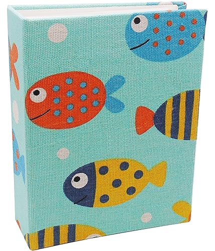 Small Photo Album for Kids, 100 Pockets 4x6 Bookshelf Baby Picture Album, Slip-in Linen Cover Photo Book for Family(Fish) - color: Fish