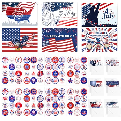 60Set 4th of July Patriotic Greeting Cards 250th Anniversary American Flag