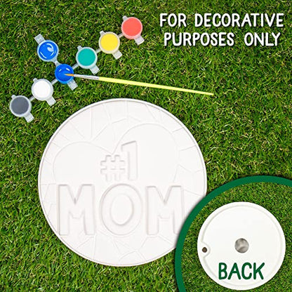 Creative Roots Paint Your Own #1 MOM Stepping Stone, Craft Kits for Kids, Ceramics to Paint, Ages 6+ - style: #1 Mom