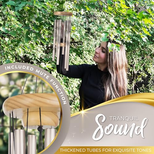 Premium Memorial Wind Chimes for Loss of Loved One - Tranquil Pearl (32")