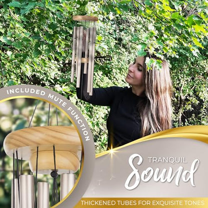 Premium Memorial Wind Chimes for Loss of Loved One - Tranquil Pearl (32")
